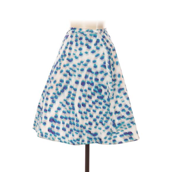 Jil Sanders Navy Polka Dot Print Blue White Cotton Flare Midi Skirt 40 US 8 - Picture 2 of 4